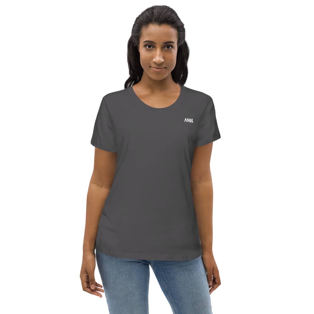 Anthracite Front - Pow – Women’s Fitted Organic Tee